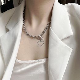 Choker Punk Thick Chain Heart Necklace Retro Gothic Rock Gold Color Silver Geometric Clavicle Jewelry Gift Bijoux