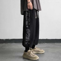 Men's Pants Men's Handsome Men Trousers Korean Trend Baggy Wide-leg Hip-hop Hong Kong Style Beam 2022 Spring Classical Print Casual