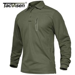 Men's Polos TACVASEN Zipper Pocket Tactical Work Shirt Mens Long Sleeve Premium Shirts Casual Golf Sports Army Military T-shirts Tops 220930