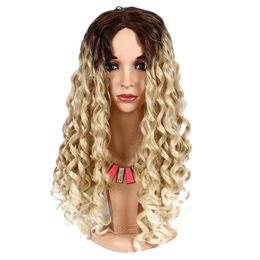 African Long Curly Hair Synthetic Wigs Medium Dyed Wig Head Cover Wholesale