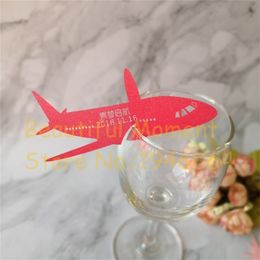 Greeting Cards 60pcs Laser Cut Air Plane Shape Table Name Place Wine Cup Paper Wedding Party Decoration Favor Various Colors 220930