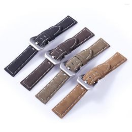 Watch Bands Wholesale Matte 18mm 20mm 22mm 24mm Vintage Genuine Leather Strap Bracelet Retro Band With Stainless Steel Buckle Pin