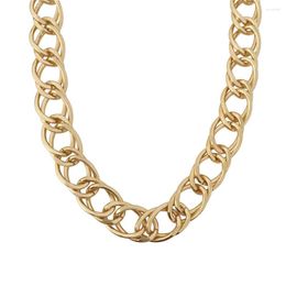 Chains Casual Gold Colour Or Silver Plating Wide Chain Chunky Punk Necklace For Women Girl Man Daily Decoration Jewellery