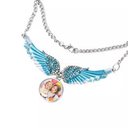 Pendant Sublimation Wings Necklace Thermal Transfer Festival Gift Bag Pendants Silver Necklaces A02