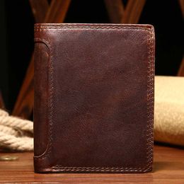 Wallets Retro men's luxury wallet business fashion short Coin purses rfid multi-card holder leather Money clip gentleman Business Casual L220929