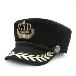 Berets Kagenmo Pu Leather Fashion Male Military Hat Winter Warm Cap Man Navy Faux Baseball