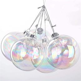 6/8cm Glass Hanging Ball Christmas Decorations Tree Drop Ornaments Iridescent Ball Baubles Sphere Home Mall Pendant Decoration RRE14651