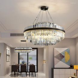 Pendant Lamps Modern Luxury Living Dining Room Led Dimmable Lights Circular Oval Hanging Lamp Lustre Crystal Suspend Fixtures