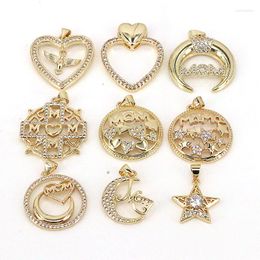 Pendant Necklaces 10Pcs Mom Charms For Jewellery Making Gold Plated Copper Zirconia Fashion Supplies Necklace Accessories