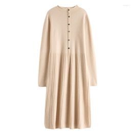 Casual Dresses Pure Cashmere Sweater Long Dress Women Knitted Female Fashion Sleeve Pullovers 4 Colours
