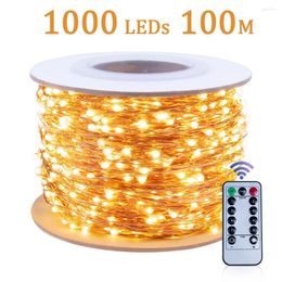 Strings 30m 50m 100m LED String Fairy Lights Copper SIlver Green Wire Street Garland Light Winter For Christmas Tree Star Year 2023