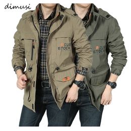 Men's Jackets DIMUSI Casual Outwear Hiking Windbreaker Hooded Coats Fashion Army Cargo Bomber Mens Clothing 220930