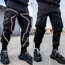 Men's Pants GODLIKEU Mens Casual Cargo Loose Plus Size Striped Multi Pocket Sports Fitness Hip Hop Jogger Trousers 220930