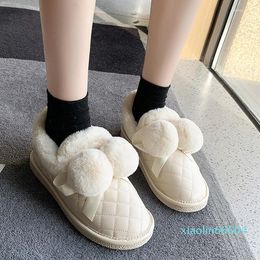 Boots Women Waterproof Snow Slip On Lightweight Warm Ankle Boot Bowknot Winter Furry Booties Plush Casual Cotton Shoes