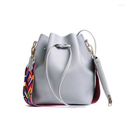 Evening Bags Fsislover Fashion Women Bucket Bag Girls For PU Leather Messenger Colourful Strap Handbag Drop Shopping