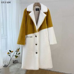 Faux Fur Winter Clothes Women Coat Single-Breasted Trench Coats Long Fluffy Jacket Warm Plush Parka Overcoat Female Belt Y2209