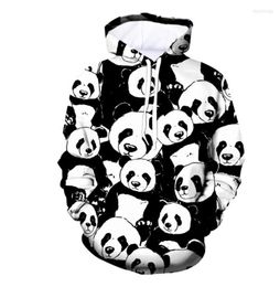 Erkek Hoodies 3d Panda Siyah ve Beyaz Kazak Erkekler/Kadınlar Moda Kız Kızlar Hip-Hop Uzun kollu kazak kapüşonlu üstler