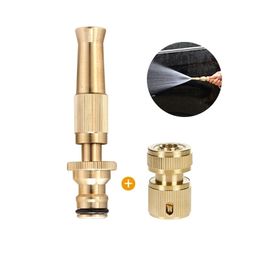 Watering Equipments Brass High Pressure Hose Nozzle Squirt Water Gun Direct Spray Sprinkler Quick Connector for Home Garden Car Wash 220930