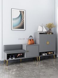 Clothing Storage Shoe Changing Stool Nordic Home Door Sofa Simple Rack Creative Light Luxury Economical Iron Soft Cushion