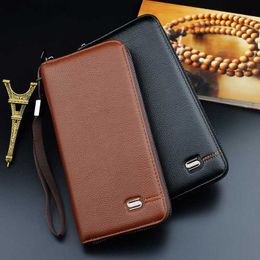 Wallets New Business Clutches Men's Wallets Long Zipper Clutches Multifunctional Men's Bags Large-capacity Multi-card Mobile Phone Bags L220929