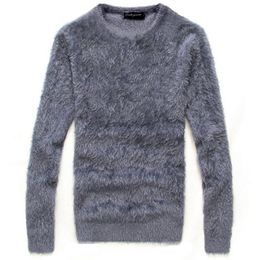 Men's Sweaters Autumn Winter Thick Mohair Long Sleeve O Neck Knit Pullover / Fashion Slim Warm Wool Sweater Male 220930