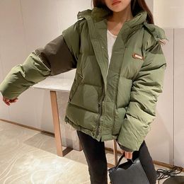 Women's Down Ader Jacket For Men And Women Winter Loose Colour Matching Bread Korea Fashion Brand