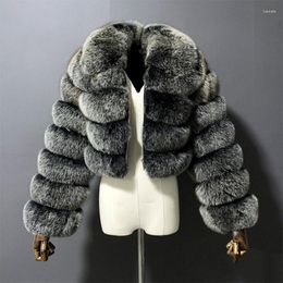 Women's Fur Furry Cropped Coat Women Faux Jacket Casual White Fluffy Fall Winter Zip Short Large Size Female Outwear