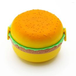 Dinnerware Sets 1000mL Cute Hamburger Double Tier Lunch Box For Kids Bento Lunchbox Children School Storage Container Tableware Set
