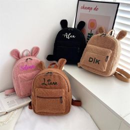 Backpack Personalised Embroidered With Name Nursery Gift For Kids Custom Fleece Boys Girls Shoulder Bag School Bags