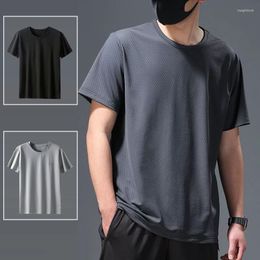 Men's Tank Tops Summer Ice Silk Men's Short Sleeve Mesh Breathable T-shirt Quick-drying Loose-fitting Sportswear M-8XL