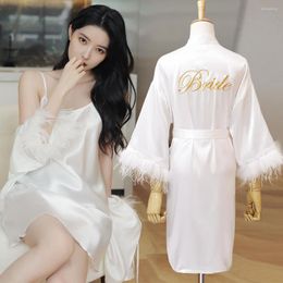 Women's Sleepwear 2022 Satin Kimono Bathrobe Gown Women Sexy Bride Bridesmaid Wedding Robe Soft Nightwear Summer Intimate Lingerie