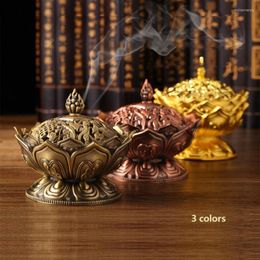 Fragrance Lamps Mini Buddhism Lotus Alloy Incense Burner Buddha Holder Sandalwood Censer Stove Metal Craft Yoga Studios Home Decoration