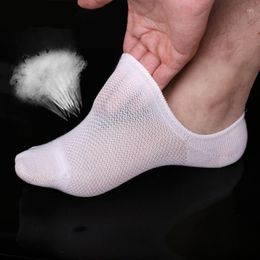 Men's Socks Men Short Ankle Invisible Bamboo Fibre Mesh Casual Solid Thin Silicon Anti-skid Boat Low Cut Breathable