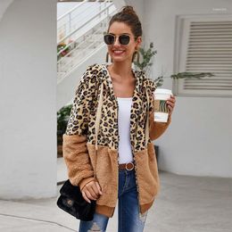 Women's Fur WYWMY 2022 Autumn Faux Coat Women Leopard Teddy Ladies Plush Hooded Winter Fluffy Jacket Female