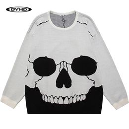 Men's Sweaters Oversized Skull Knitted Men Streetwear Casual Loose Pullovers Autumn Winter Cotton Retro Long Sleeve Tops Unisex 220930