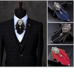 Bow Ties White Rhinestones Tie For Men's Wedding Fashion British Korean Women's Shirt Dress Suits Jewelry Luxury Handmade Bowtie