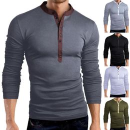 Men's T Shirts Solid Color V Neck Men Base Shirt Casual Slim Buttons Long Sleeve Autumn All Match Quick Dry For Inner Wear