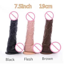 Beauty Items Realistic Dildos Flesh Brown Black Dildo For Women Flexible Huge Penis with Textured Shaft and Strong Suction Cup sexy Toy