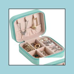 Jewelry Boxes Rose Mint Blue Mini Jewelry Box For Earrings Portable Necklace Storage Gift Boxes Women Travel Girls Holder C Mjfashion Dhsaq