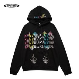 Men's Hoodies Sweatshirts Y2K Zip Up Mens Gothic Hooded Autumn WInter Streetwear Loose Fleece Oversized Jackets 220930