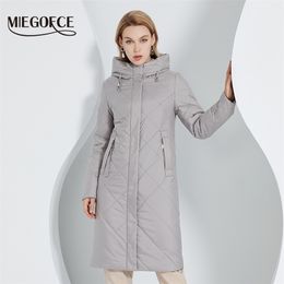 Womens Down Parkas MIEGOFCE Spring Autumn Simple Long Ladies Jacket Hooded Coat Windproof Warm Cotton Clothing Casual Women Parka C22873 220930