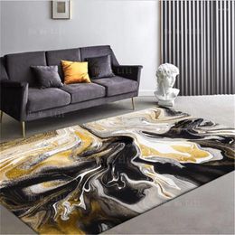 Carpets Abstract Yellow Dark Brown Marble Pattern Carpet Home Living Room Decoration Flannel Floor Rugs Anti Wrinkle Bedroom