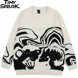 Men's Sweaters Men Streetwear Retro Painting Skull Graphic Hip Hop Knitted Vintage Pullover Casual Wool Hipster 220930