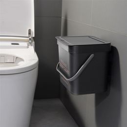 Waste Bins Wall Mounted Bathroom Trash Can with Lid Dustbin Nodic Style Hanging Toilet Bucket Garbage Bin 220930