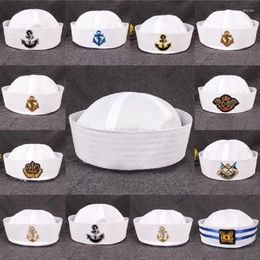 Berets White Captain Navy Marine Caps Military Hats Sailor Cap With Anchor Army For Women Men Child Fancy Cosplay Hat Accessories