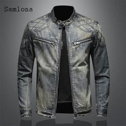 Mens Jackets Spring Autumn Men Denim Fashion Slim Fits Motocycle Jean Jacket Patchwork Multi Zipper Sexy Clothing 220930