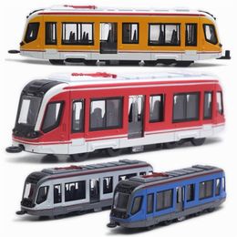 Diecast Model car 1 90 alloy pull back double-head tram train high simulation sound effect light children's educational toys 220930