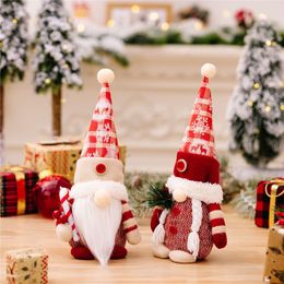 Christmas Gnomes Decorations Handmade Plush Buffalo Plaid Swedish Tomte Santa Desktop Home Ornament Gifts RRE15080