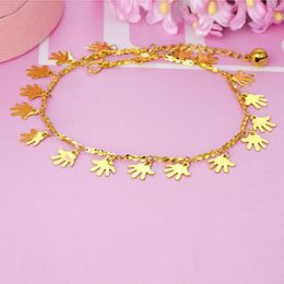 Anklets For Women Foot Accessorie Summer Beach Barefoot Sandals 24K Gold Color Bracelet Ankle On The Leg Egirl Jewelry