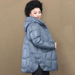 Women's Down Plus Size Women 90% White Duck Jacket Winter Glossy Long Casual Hooded Parka Overcoat Warm Windproof 5XL